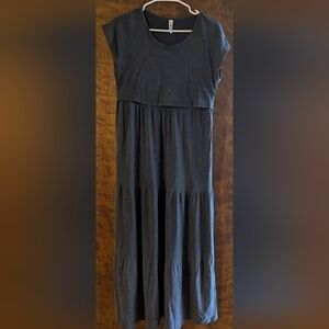 Latched Mama Navy BlueTiered A-Line Maxi Dress